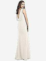 Front View Thumbnail - Ivory Draped Backless Crepe Dress with Pockets