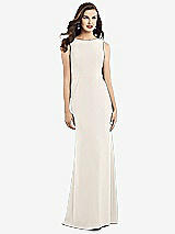 Rear View Thumbnail - Ivory Draped Backless Crepe Dress with Pockets