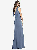 Front View Thumbnail - Larkspur Blue Draped Backless Crepe Dress with Pockets
