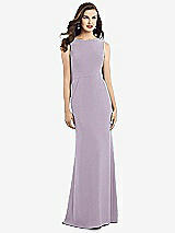 Rear View Thumbnail - Lilac Haze Draped Backless Crepe Dress with Pockets