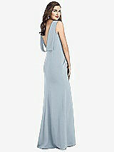 Front View Thumbnail - Mist Draped Backless Crepe Dress with Pockets