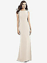 Rear View Thumbnail - Oat Draped Backless Crepe Dress with Pockets