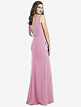 Front View Thumbnail - Powder Pink Draped Backless Crepe Dress with Pockets