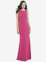 Rear View Thumbnail - Tea Rose Draped Backless Crepe Dress with Pockets