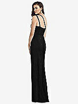 Rear View Thumbnail - Black One-Shoulder Twist Metallic Trumpet Gown