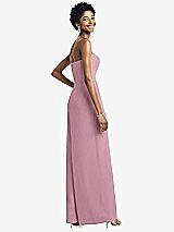 Rear View Thumbnail - Dusty Pink Strapless Chiffon Wide Leg Jumpsuit with Pockets