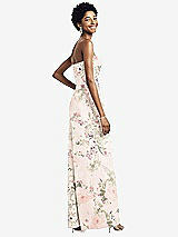 Rear View Thumbnail - Blush Garden Strapless Chiffon Wide Leg Jumpsuit with Pockets