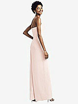 Rear View Thumbnail - Blush Strapless Chiffon Wide Leg Jumpsuit with Pockets