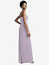 Rear View Thumbnail - Lilac Haze Strapless Chiffon Wide Leg Jumpsuit with Pockets