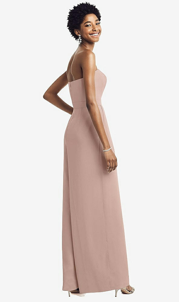 Back View - Neu Nude Strapless Chiffon Wide Leg Jumpsuit with Pockets