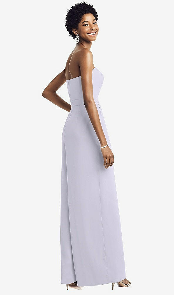 Back View - Silver Dove Strapless Chiffon Wide Leg Jumpsuit with Pockets