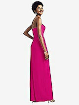 Rear View Thumbnail - Think Pink Strapless Chiffon Wide Leg Jumpsuit with Pockets
