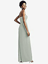 Rear View Thumbnail - Willow Green Strapless Chiffon Wide Leg Jumpsuit with Pockets