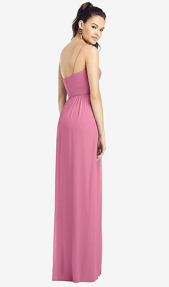 Back View - Orchid Pink Slim Spaghetti Strap Chiffon Dress with Front Slit