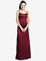 Front View Thumbnail - Burgundy Slim Spaghetti Strap V-Back Trumpet Gown