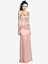 Front View Thumbnail - Rose Slim Spaghetti Strap Wrap Bodice Trumpet Gown