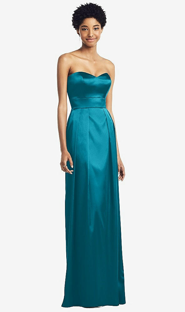 Front View - Oasis Sweetheart Strapless Pleated Skirt Dress with Pockets