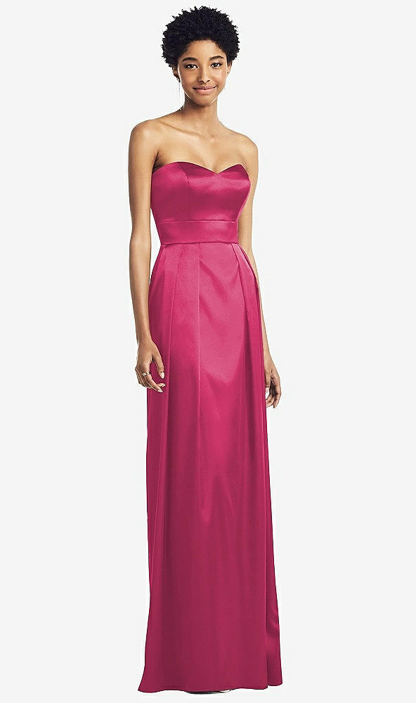 Front View - Shocking Sweetheart Strapless Pleated Skirt Dress with Pockets