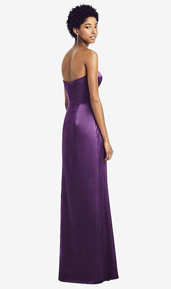 Back View - African Violet Sweetheart Strapless Pleated Skirt Dress with Pockets