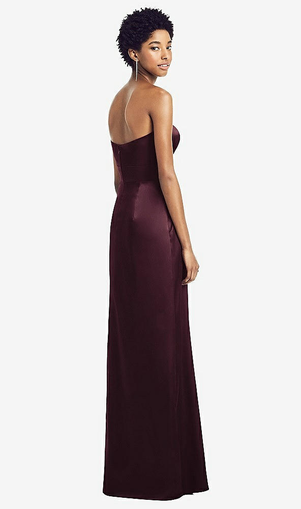 Back View - Bordeaux Sweetheart Strapless Pleated Skirt Dress with Pockets