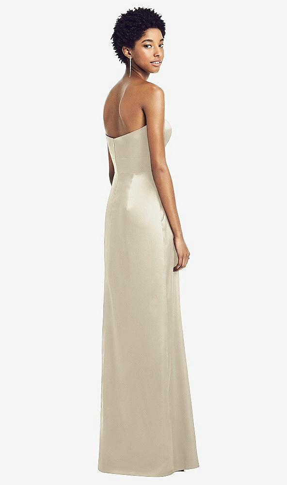 Back View - Champagne Sweetheart Strapless Pleated Skirt Dress with Pockets