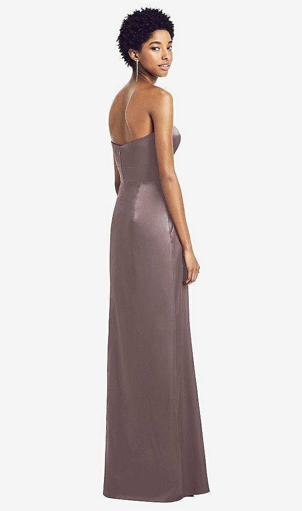 Back View - French Truffle Sweetheart Strapless Pleated Skirt Dress with Pockets