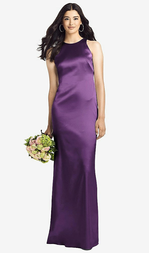 Back View - African Violet Sleeveless Open Twist-Back Maxi Dress