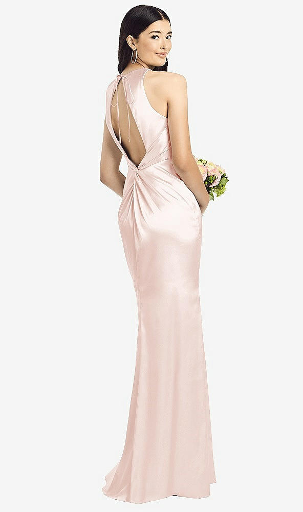 Front View - Blush Sleeveless Open Twist-Back Maxi Dress