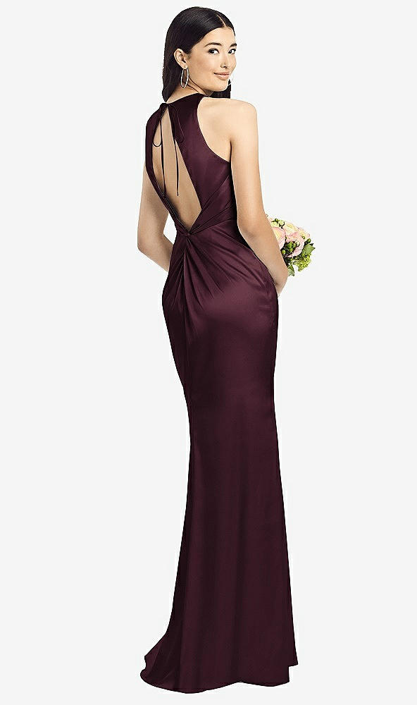 Front View - Bordeaux Sleeveless Open Twist-Back Maxi Dress
