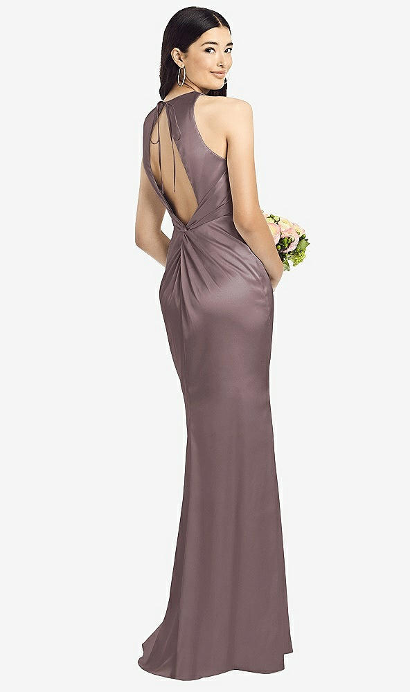 Front View - French Truffle Sleeveless Open Twist-Back Maxi Dress