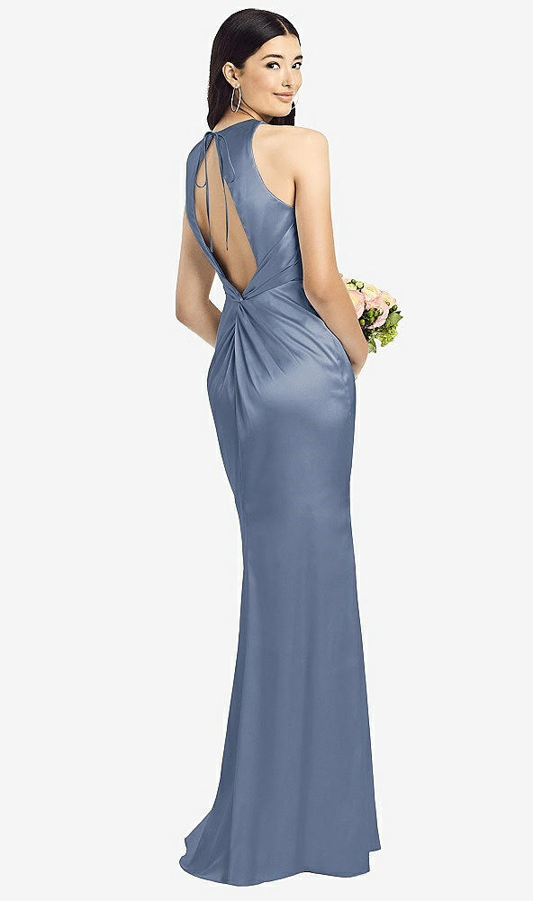 Front View - Larkspur Blue Sleeveless Open Twist-Back Maxi Dress