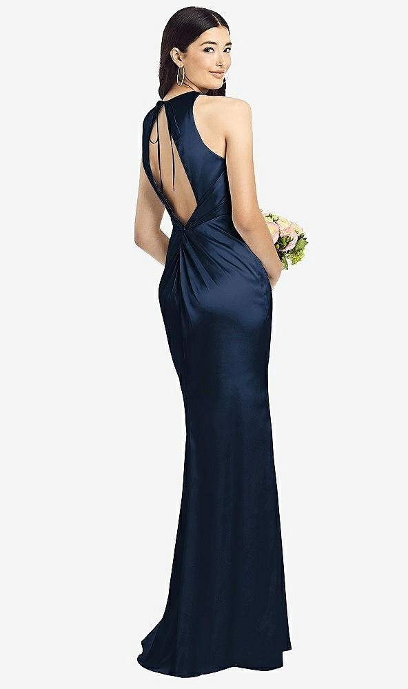 Front View - Midnight Navy Sleeveless Open Twist-Back Maxi Dress