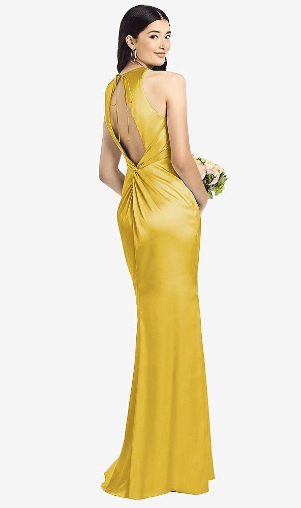Front View - Marigold Sleeveless Open Twist-Back Maxi Dress