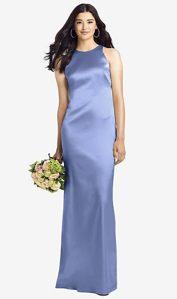 Back View - Periwinkle - PANTONE Serenity Sleeveless Open Twist-Back Maxi Dress