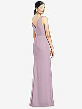 Rear View Thumbnail - Suede Rose Sleeveless Ruffled Wrap Chiffon Gown