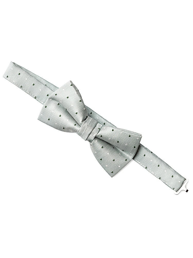 Back View - Willow/vineyard Green/ivory Modern Polka Dot Pre-Tied Bow-Tie