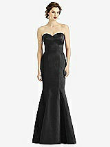 Front View Thumbnail - Black Sweetheart Strapless Satin Mermaid Dress