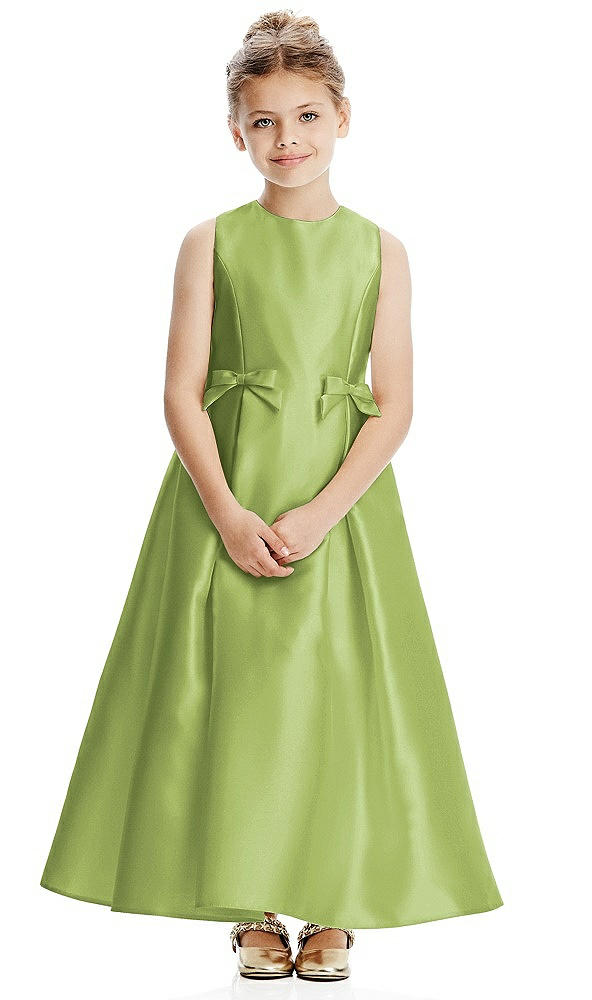 Front View - Mojito Princess Line Satin Twill Flower Girl Dress with Bows