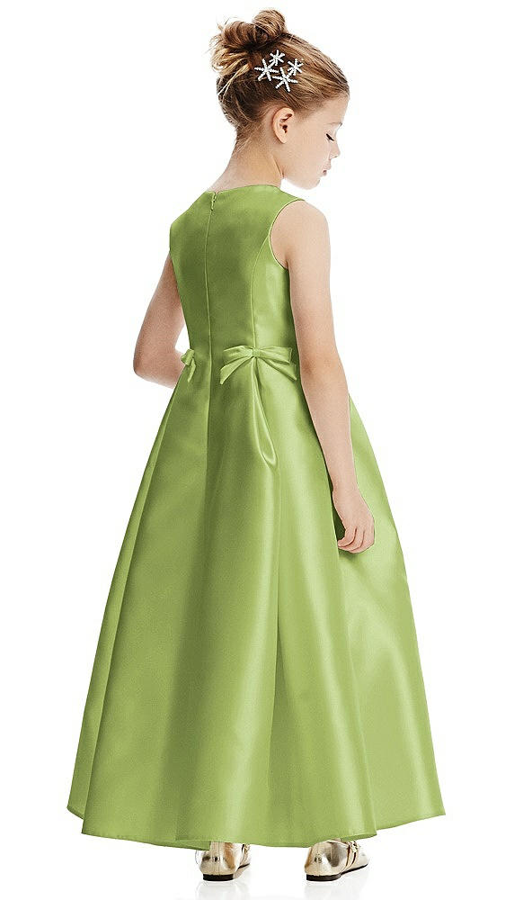 Back View - Mojito Princess Line Satin Twill Flower Girl Dress with Bows
