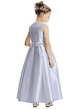 Rear View Thumbnail - Silver Dove Princess Line Satin Twill Flower Girl Dress with Bows