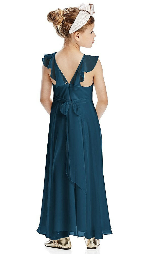 Back View - Atlantic Blue Flower Girl Dress FL4070