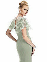 Rear View Thumbnail - Celadon Tiered Ruffle Tulle Capelet