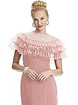 Front View Thumbnail - Rose Tiered Ruffle Tulle Capelet