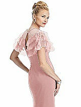 Rear View Thumbnail - Rose Tiered Ruffle Tulle Capelet