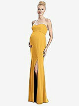 Front View Thumbnail - NYC Yellow Strapless Crepe Maternity Dress with Trumpet Skirt