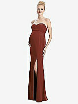 Front View Thumbnail - Auburn Moon Strapless Crepe Maternity Dress with Trumpet Skirt