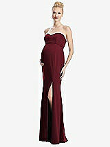 Front View Thumbnail - Cabernet Strapless Crepe Maternity Dress with Trumpet Skirt