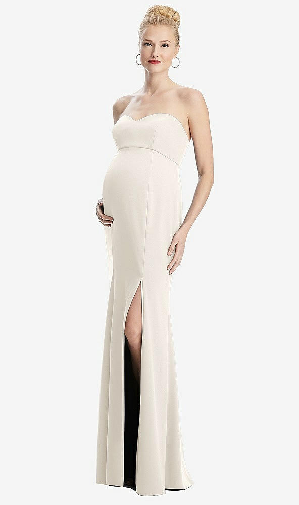 Front View - Ivory Strapless Crepe Maternity Dress with Trumpet Skirt