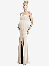 Front View Thumbnail - Oat Strapless Crepe Maternity Dress with Trumpet Skirt