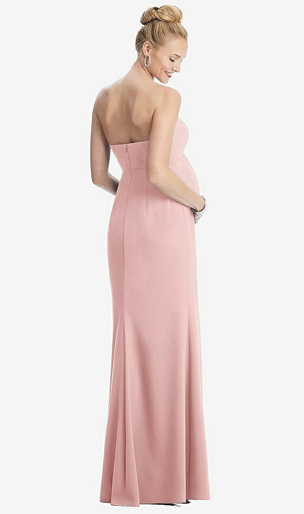 Back View - Rose Strapless Crepe Maternity Dress with Trumpet Skirt